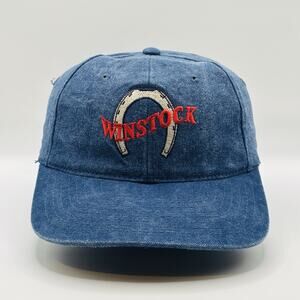 Vintage Winstock Country Music Festival Hat Cap Strapback Blue Denim Horseshoe